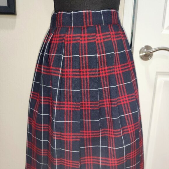 Plaid Uniform Pleated High Waist Plus Size Skirt - Picture 1 of 4